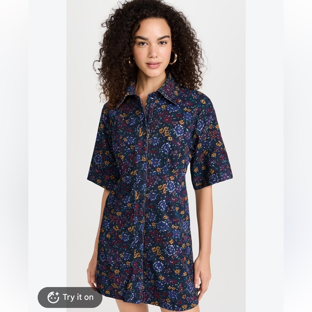 Sea New York Constance Corduroy Print Button Down Dress in Multi